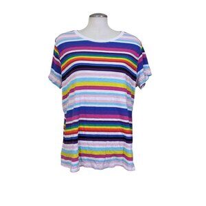 Torrid Rainbow Stripe Womens Top Tee Blouse Love Pride Size 3 Plus 3X Stretch
